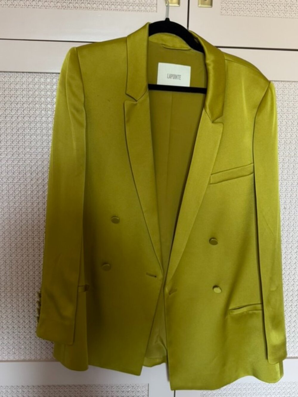 LAPOINTE Satin Double-Breasted Blazer